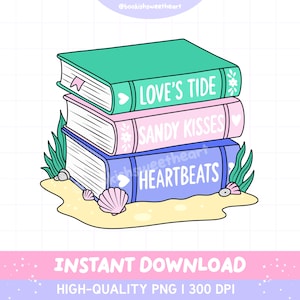 Book Girl Summer PNG, Bookish Beach Romance Reader Sublimation Design