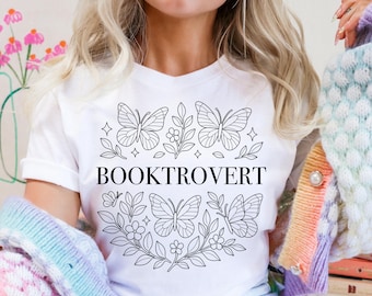 Booktrovert PNG, Floral Bookish Shirt Design, Book Lover Sublimation Art