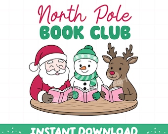 Christmas Book Club PNG, Winter Bookish PNG, Holiday Sublimation Design for Stickers, Christmas Teacher Librarian Clipart, Reading graphics