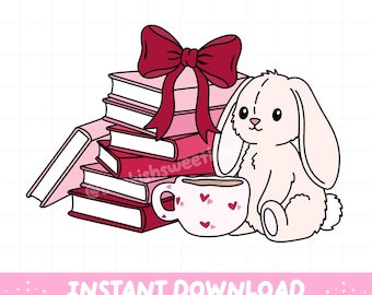 Imagen PNG de una chica dulce con libro, imágenes prediseñadas de estilo literario, diseño de sublimación coqueta, pegatina imprimible para Kindle, descarga digital.
