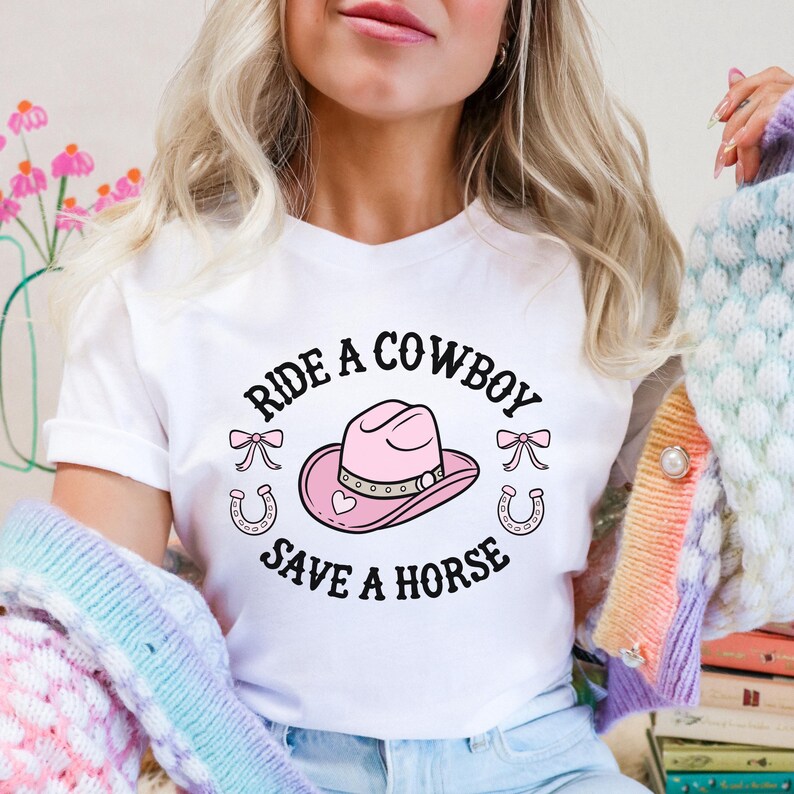 Girly cowboy romance book lover shirt png.