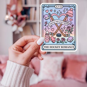 Cute hockey romance tarot card sticker