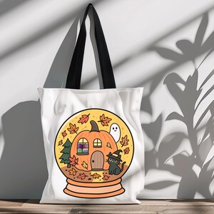 Fall bookish png tote bag design.