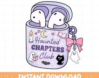 Imágenes PNG de Halloween con temática literaria, diseños espeluznantes de fantasmas literarios para pegatinas de amantes de los libros, imágenes prediseñadas de audiolibros con temática literaria, imágenes PNG retro de Halloween, uso comercial.