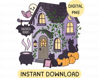 Halloween Bookish PNG Sticker T-Shirt Design, Trendy spooky season reading book ghost PNG, Halloween Library PNG for Teacher clipart
