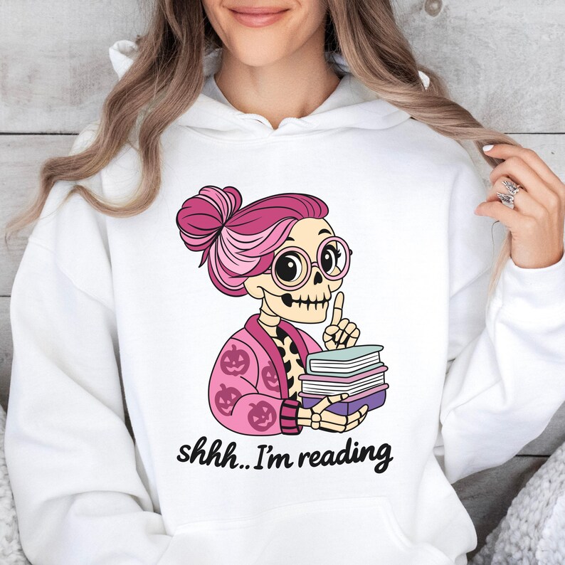Halloween bookish Skull hoodie design