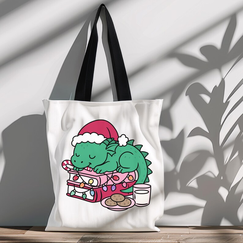 Bookish Christmas tote bag design