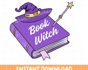 Klub Książki Witchy PNG, Projekt Naklejki do Druku Książkowego Upiornego Sezonu