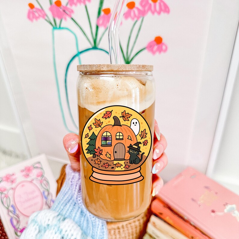 Halloween themed bookish png tumbler cup design.