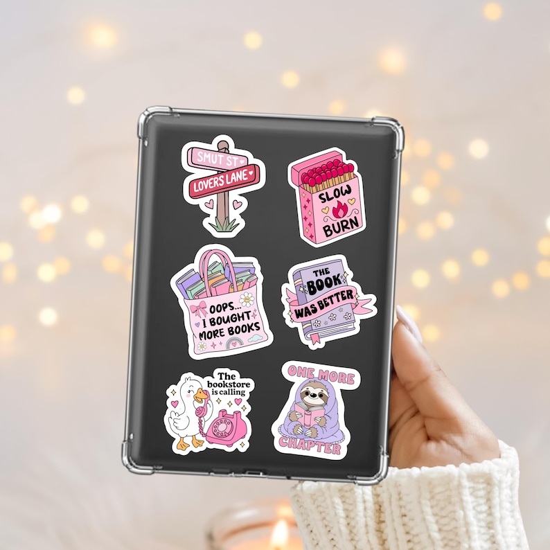 Kindle sticker pngs for girly romance readers that always have to read just one more chapter of their dirty book!