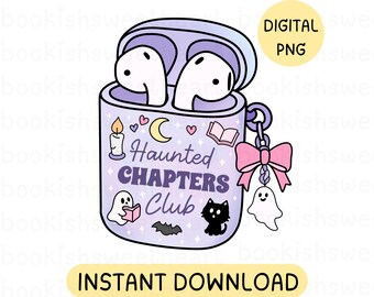 Halloween Bookish PNG, Spooky Bookish Ghost Designs for Booklover Stickers, Audiobook Bookish Clipart, Retro Halloween PNG, Commercial Use