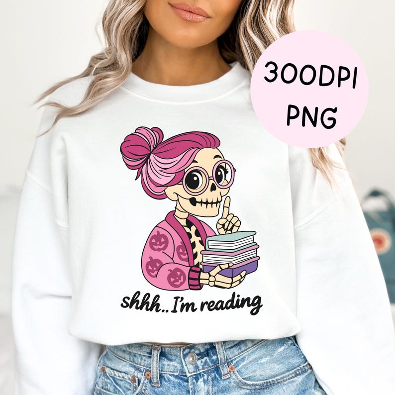 Cute bookish Skull sweatshirt design