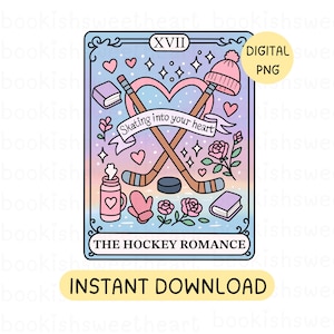 Bookish Tarot-Karte PNG, Hockey Romanze Buch png, Sport Romantik Trope Buchliebhaber Sublimationsdesign für Aufkleber, Romance Reader PNG-Datei