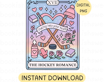 Bookish Tarot Card PNG, Hockey Romance Book png, Sports romance trope book lover sublimation design for stickers, Romance reader PNG File