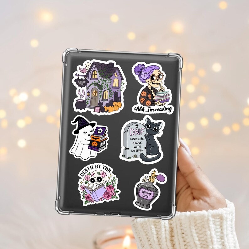 Halloween themed spooky bookish sticker designs for fall kindle creations