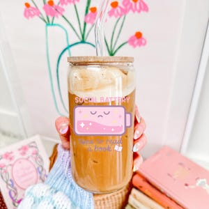 Cute bookish introvert cup png design