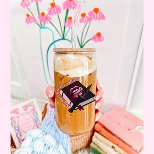 Glass tumbler cup bookish png for dark romance readers