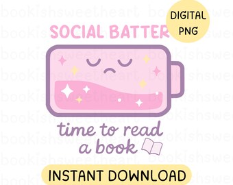 Anti Social Book Lover PNG, Cute Trendy Bookish PNG for Introverted Reader, Bookworm design for shirts, mugs, kindle stickers, bookmarks etc