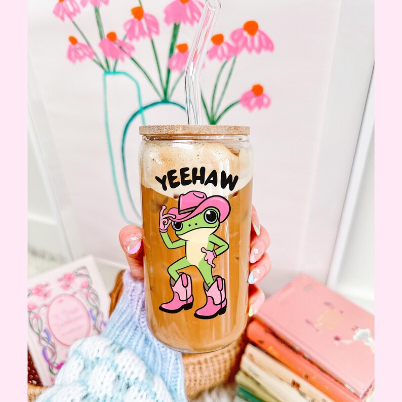 funny frog cowboy png on cup