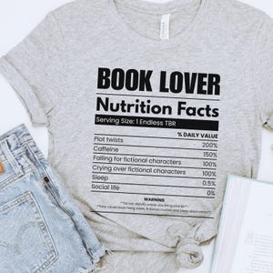 Book Lover Nutritional Facts PNG as a bookish tee design
