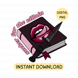 A morally grey design for romance readers who are a sucker for the villain of the story. The design is of a smutty book cover with a dagger.