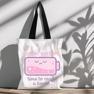 Bookish introvert tote bag png design