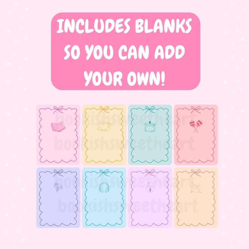 This TBR game includes blank cards so you can add your own prompts.