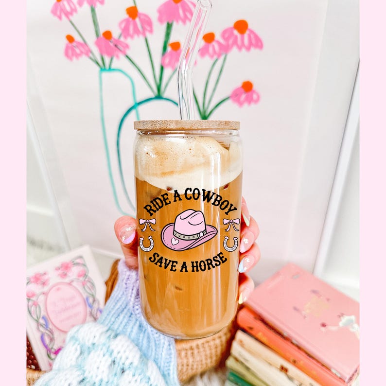 Bookish cup png design for cowboy romance lovers