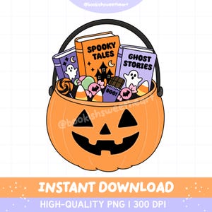 Halloween Bookish PNG Sticker Design, Fall Spooky Season Reading Illustration