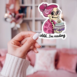 Bookish skull sticker png for the spooky season