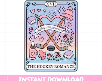 Bookish Tarot Card PNG, Hockey Romance Book png, Sports romance trope book lover sublimation design for stickers, Romance reader PNG File