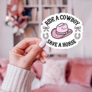 Coquette cowboy, small town romance book lover sticker png.