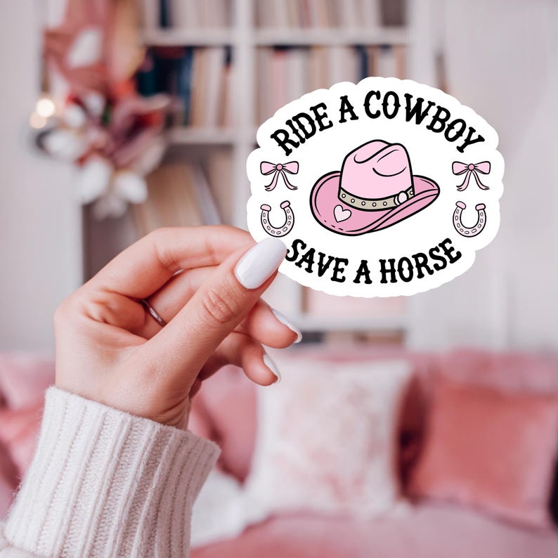 Coquette cowboy, small town romance book lover sticker png.