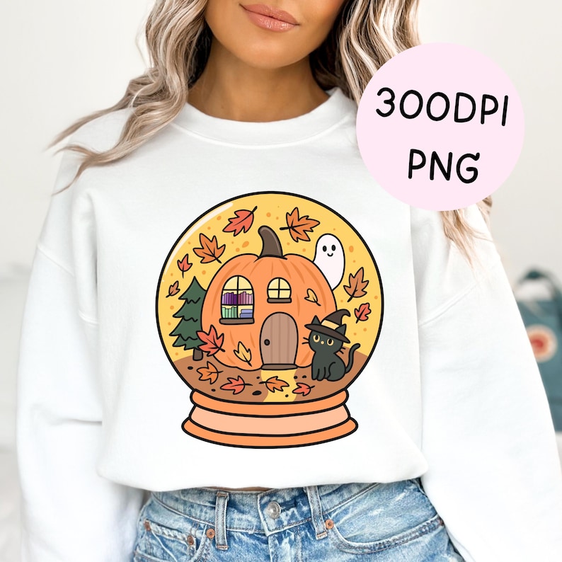 Fall bookish png sweater design.