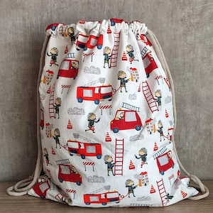 sac à dos pochon enfant pompiers doublé