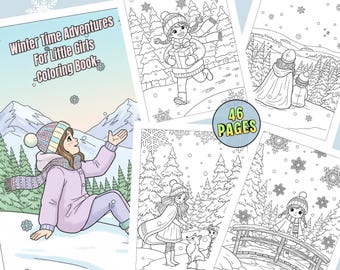 Winter Girls Coloring Book – Snowy Adventures, 46 Printable Pages (PDF Download)