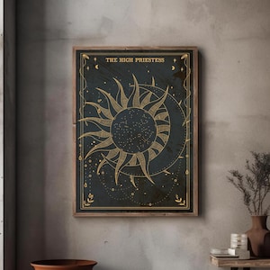 The High Priestess Tarot Card Print - Printable Tarot Art Poster - Mystical and spiritual digital artwork for home decor