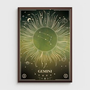 Gemini Zodiac Art Print - Astrology Wall Art - Celestial Constellation Poster for Modern Home Decor