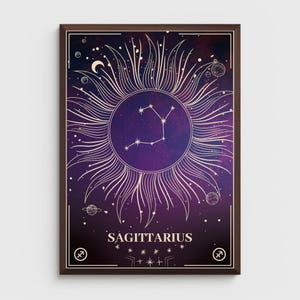 Sagittarius Zodiac Art Print - Astrology Wall Art - Celestial Constellation Poster for Modern Home Decor