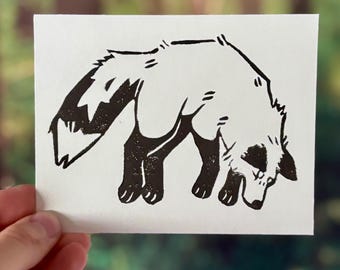 Jumping Fox Linocut Print