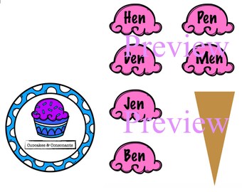 Bundle: CVC Ice cream come word sorting game