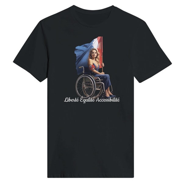 T-shirt femme classique ras du cou "Liberté Égalité Accessibilité"