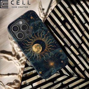 Celestial Sun and Moon Eclipse MagSafe Tough Phone Case Cosmic Star Constellation Chic Fashion Case With iPhone 13 14 15 16 Pro Max Plus