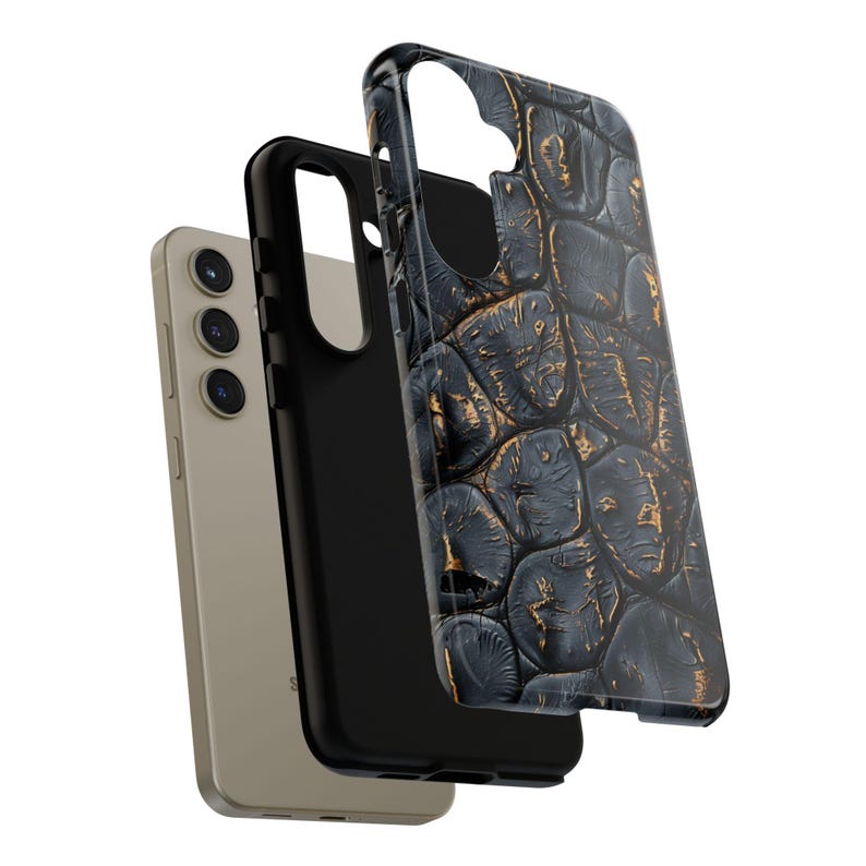 Alligator Skin Tough Phone Case Charred Black Gold Vogue Case iPhone 17 16 15 14 13 Pro Max Samsung Galaxy S26 S25 S24 Ultra Google Pixel 9 image 3