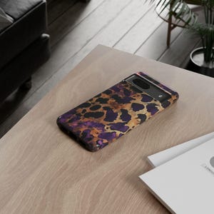 Leopard Print Tough Phone Case | Luxury Purple & Gold | High-Quality UV Printed Case | iPhone 17 16 15 14 13 Samsung Galaxy S26 S25 Pixel 9 image 7
