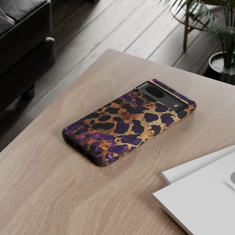 Leopard Print Tough Phone Case | Luxury Purple & Gold | High-Quality UV Printed Case | iPhone 17 16 15 14 13 Samsung Galaxy S26 S25 Pixel 9 image 7