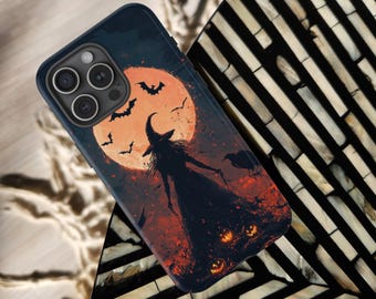 Witch & Bats Halloween Horror MagSafe Tough Phone Case Dark Magic Gothic Vibes Pumpkins Jack-O-Lantern iPhone 14 15 16 17 Pro Max Plus Mini
