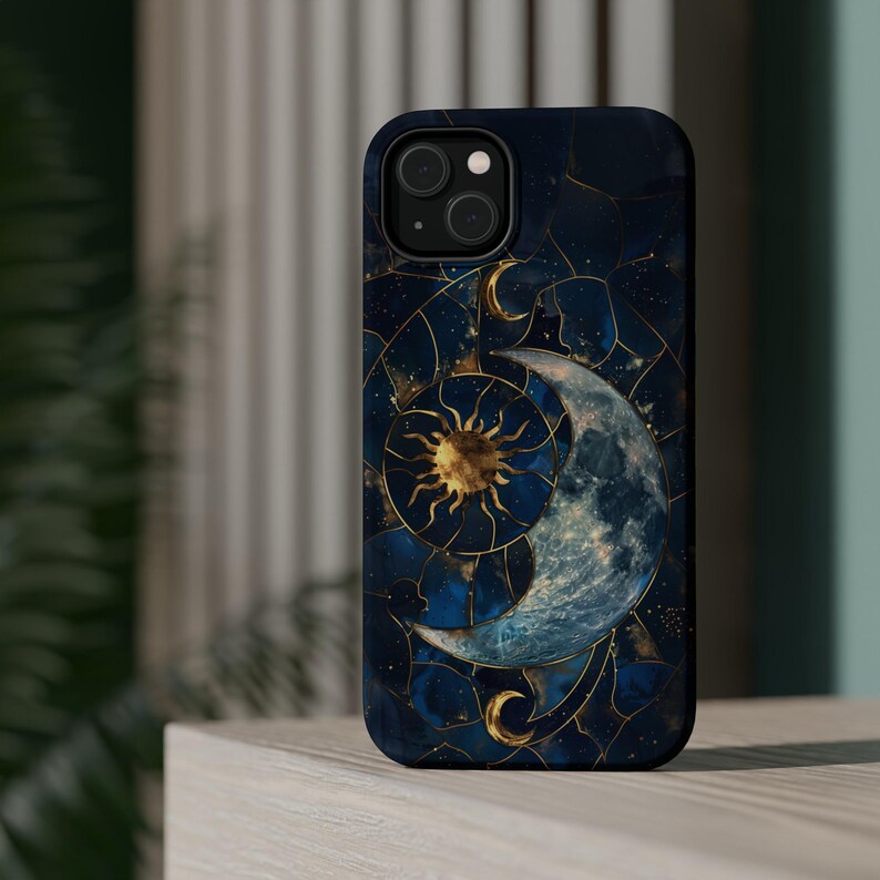 Sun and Moon MagSafe Tough Phone Case Stained Glass Celestial Astronomy Lover Space Gift Compatible With iPhone 15 16 17 Pro Max Plus Mini image 10