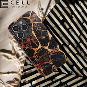 Metallic Earth Tone Tortoise MagSafe Tough Phone Case Contemporary Turtle Shell Case Compatible With iPhone 13 14 15 16 Pro Max Plus Mini