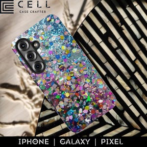 Nep glitter telefoonhoesje, robuust, stralend, charmant, sprankelend, glamoureus cadeau voor iPhone 17 16 15 Pro Max, Samsung Galaxy S26 S25, Google Pixel 9
